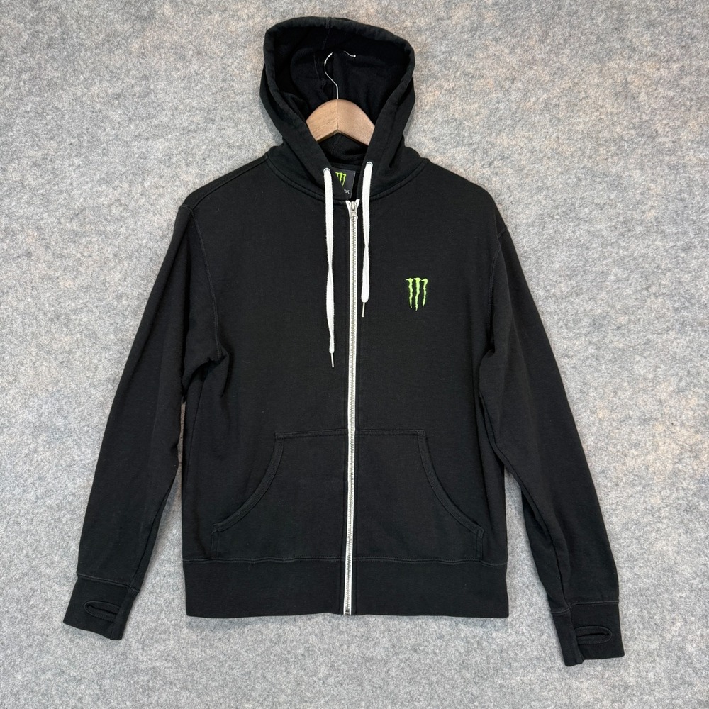 Vintage Monster Energy Hoodie Sweatshirt Adult Medium Full Zip Terry Logo Y2K